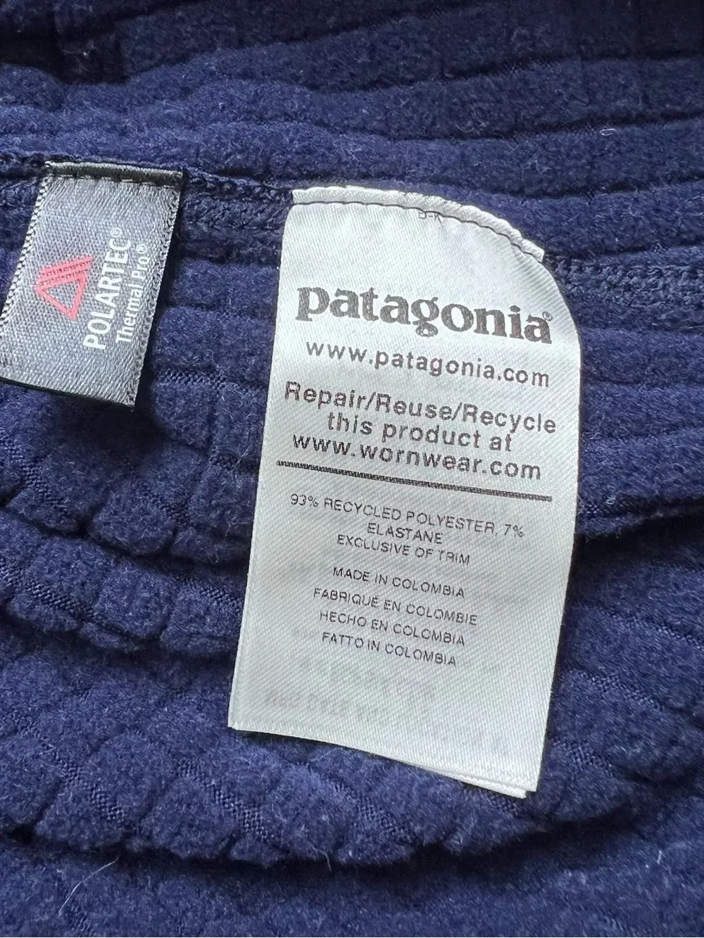 Patagonia Women’s R1 Pullover Navy Blue Textured 1/2 Zip Sweatshirt Size Small